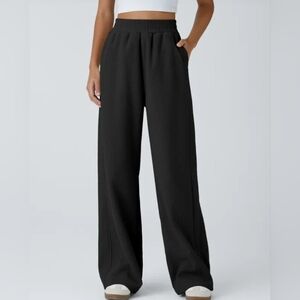 HALARA High Waisted Pocket Straight Leg Mop Corduroy Casual Pants